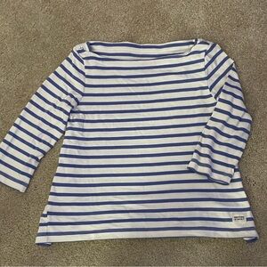 Kate Spade Broome Street Blue and White Striped Top Sz L